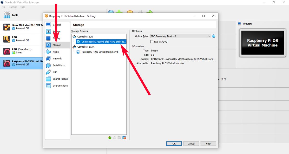 Virtualbox Raspberry Pi Os Virtual Machine Settings Storage Controller Ide Content