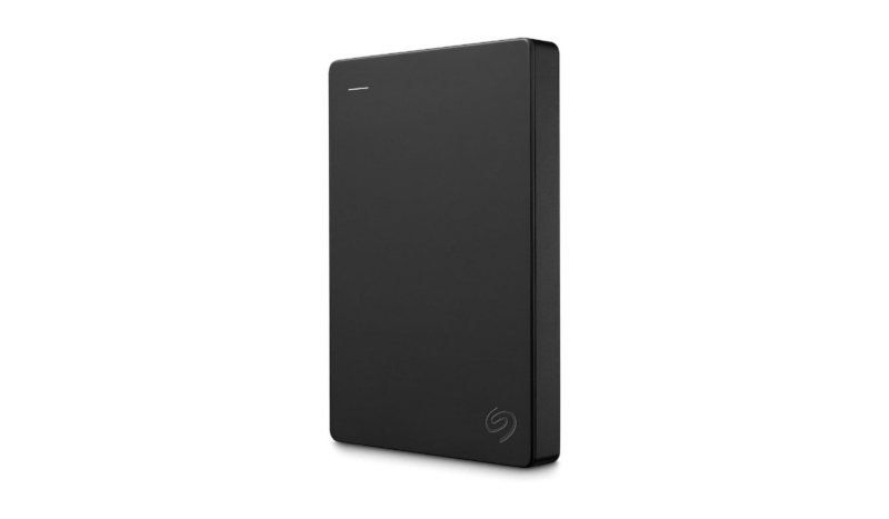 Seagate Portable 2TB Black external hard drive on a white background