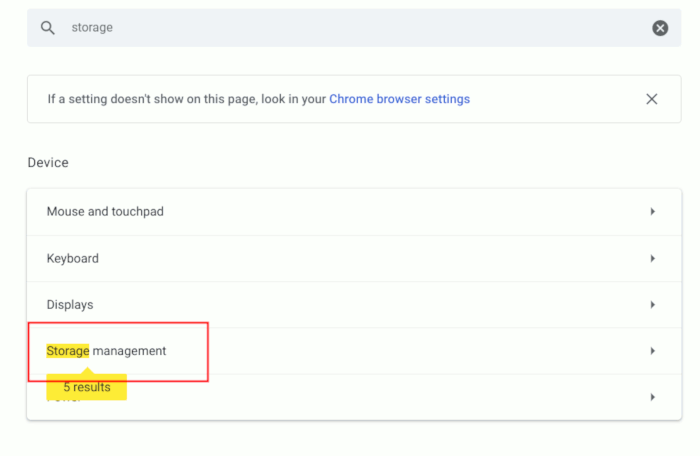 Chromebook Settings Search Storage 1