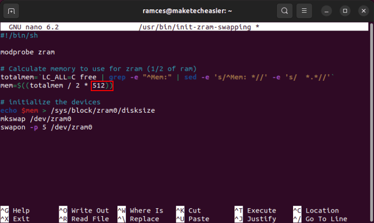 A terminal highlighting the lower memory offset for the mem variable.