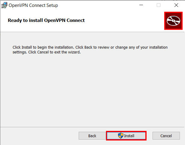 A screenshot showing the installation process for the OpenVPN Windows client.