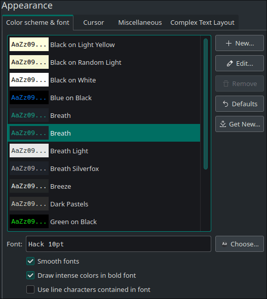 Customterminal Kdeappearance