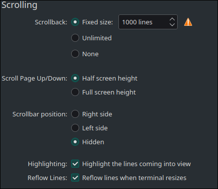 Customterminal Kdescroll