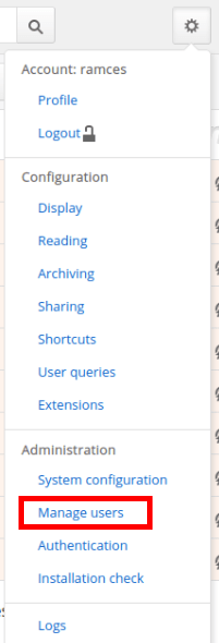 A screenshot highlighting the user management link.