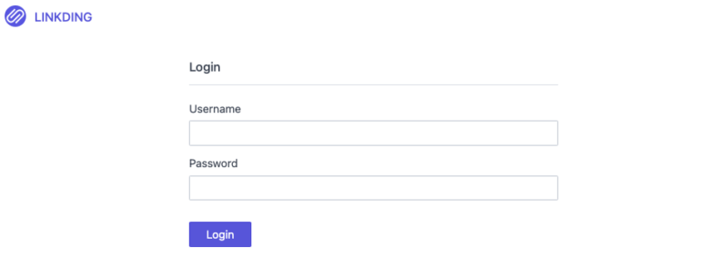 A screenshot showing the login page for linkding.