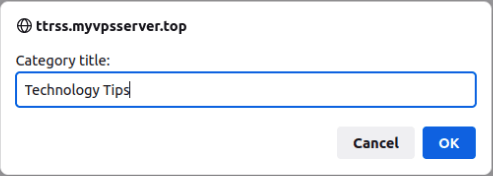 A screenshot showing the prompt for new categories.