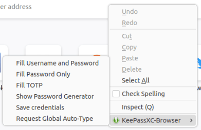 A screenshot showing a working KeePass 2 instance linked with Firefox.