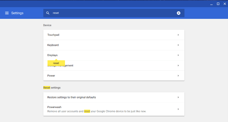 Powerwash Chromebook Reset